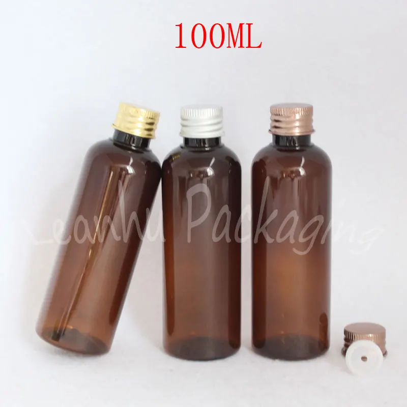 100 ML Rudos Apvalios Pečių Plastikinio Butelio Aliuminio Dangtelis ,100CC Tuščias Kosmetikos Konteinerių , Šampūnas / Losjonas Pakuotė Butelis
